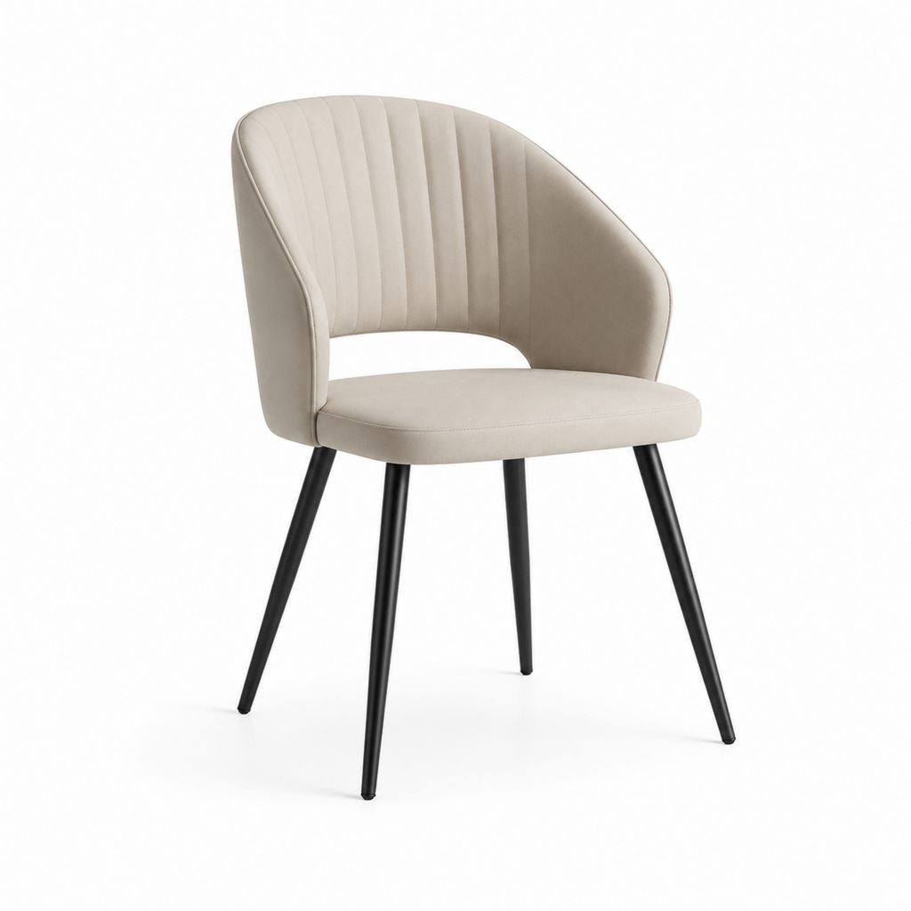 Esszimmerstuhl Beige mit Armlehnen Polyester Samt Stahlgestell 56 x 59 x 82 cm