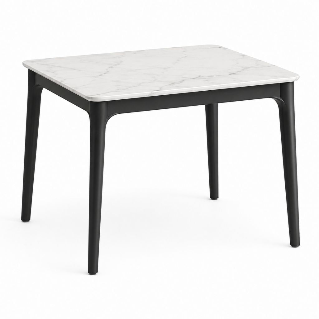 Esstisch Weiß Schwarz MDF Marmoroptik rechteckig 120 x 80 x 75 cm