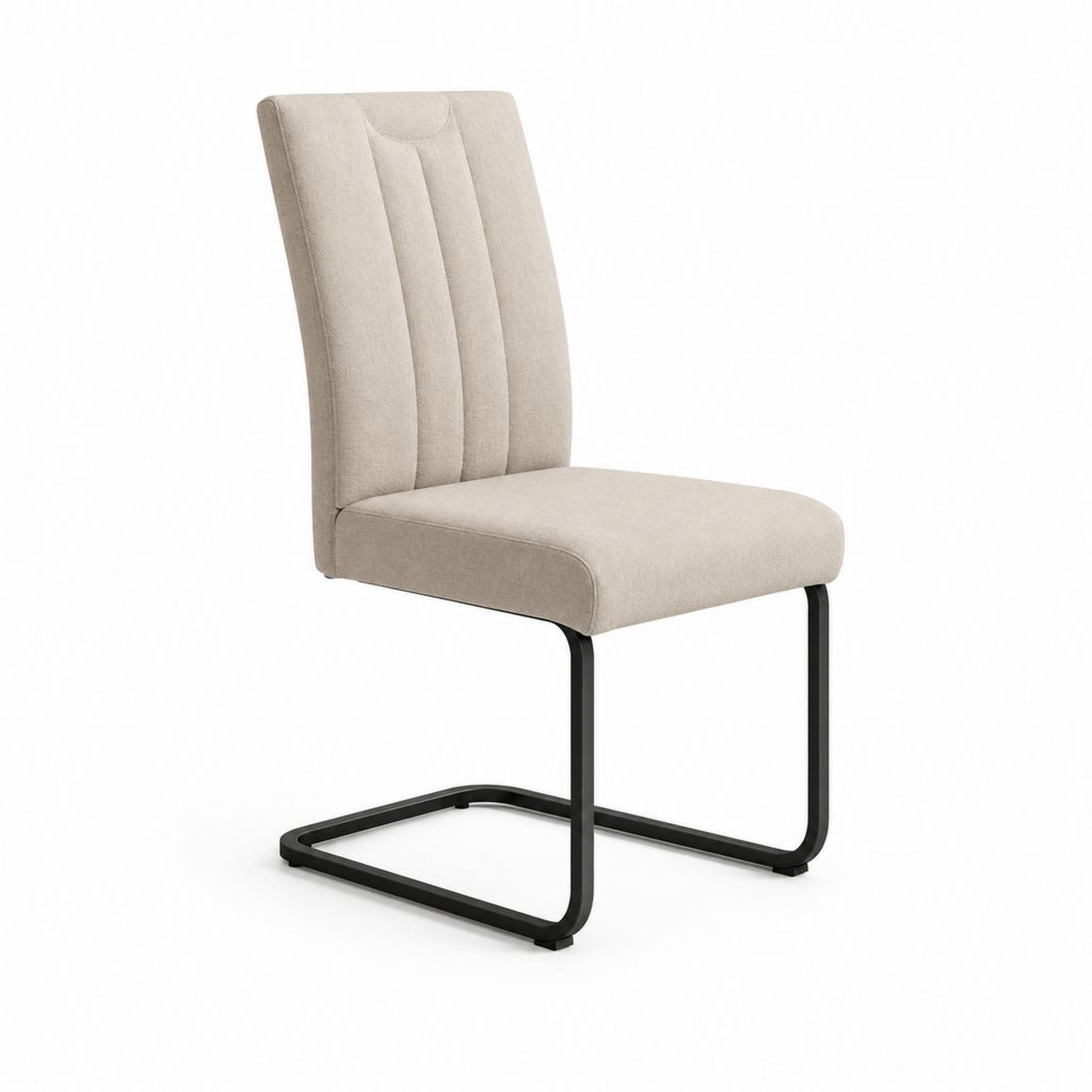 Freischwinger Esszimmerstuhl Beige Polyester Stahl 45 x 60 x 98 cm