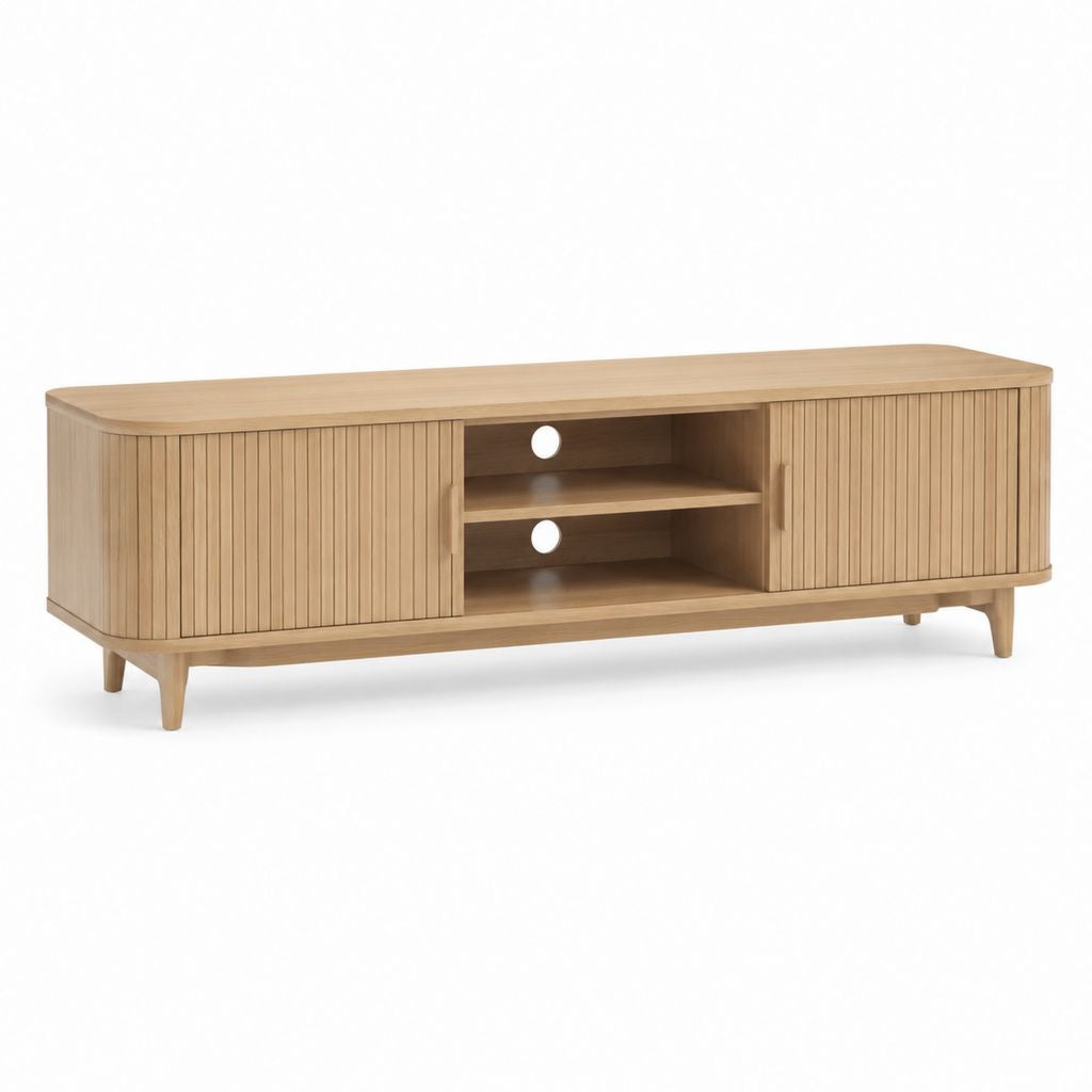 TV-Lowboard Eiche natur mit Eichenfurnier rechteckig 180 x 40 x 55 cm