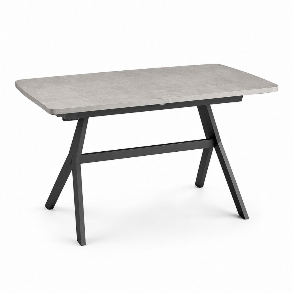 Ausziehbarer Esstisch Grau mit MDF Tischplatte und Stahlgestell rechteckig 160-200 x 90 x 76 cm