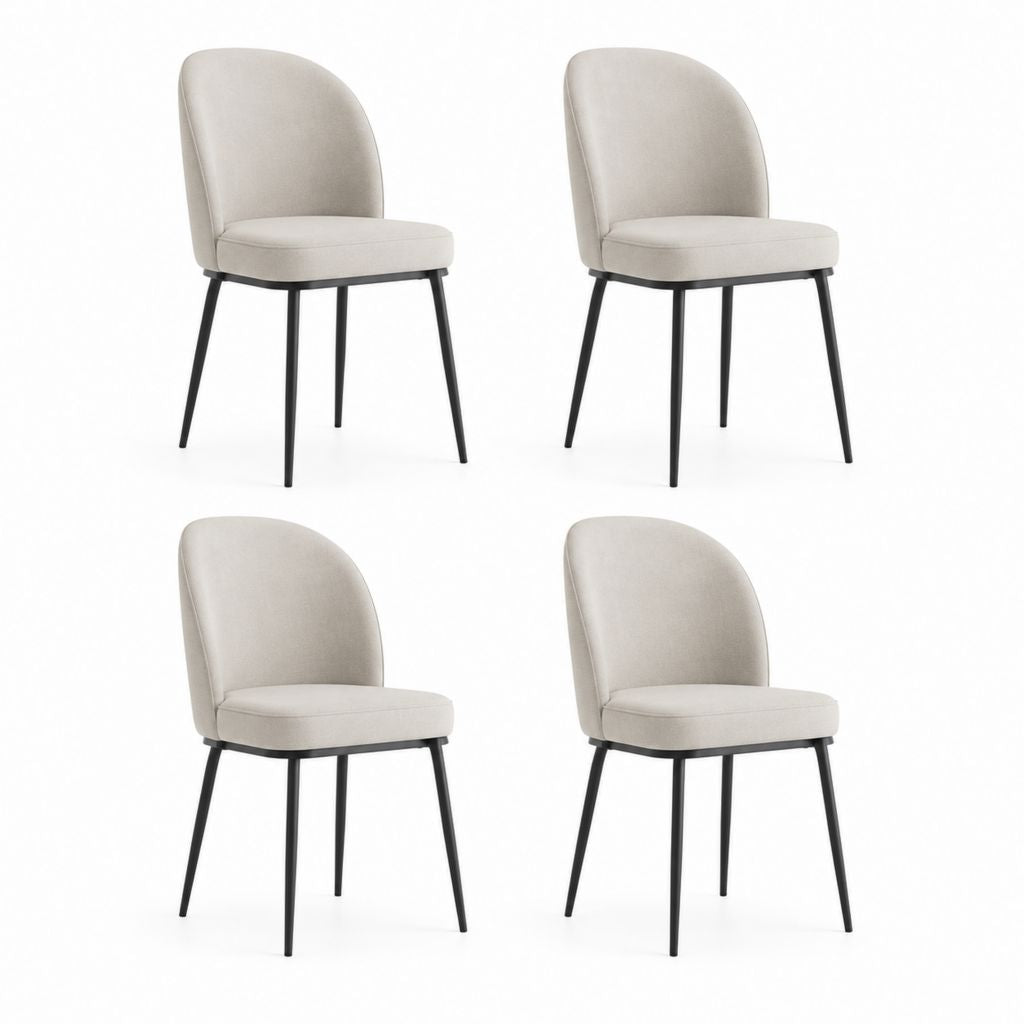 4er Set Esszimmerstühle Beige mit Polyesterbezug und Stahlbeinen 46 x 56 x 86 cm