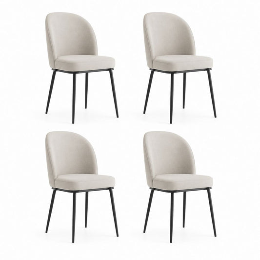 4er Set Esszimmerstühle Beige mit Polyesterbezug und Stahlbeinen 46 x 56 x 86 cm