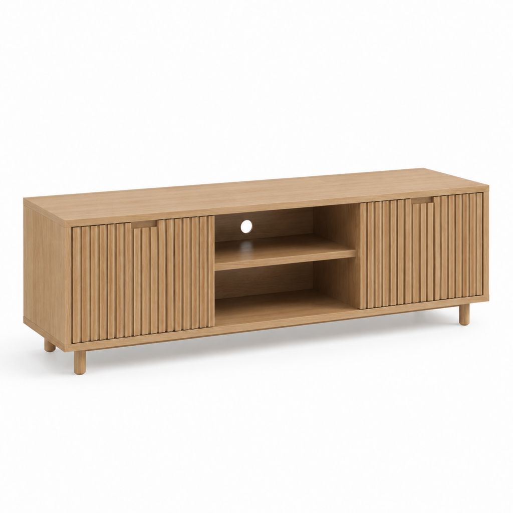 TV Lowboard Eicheoptik MDF mit Eichenfurnier rechteckig 160 x 40 x 60 cm