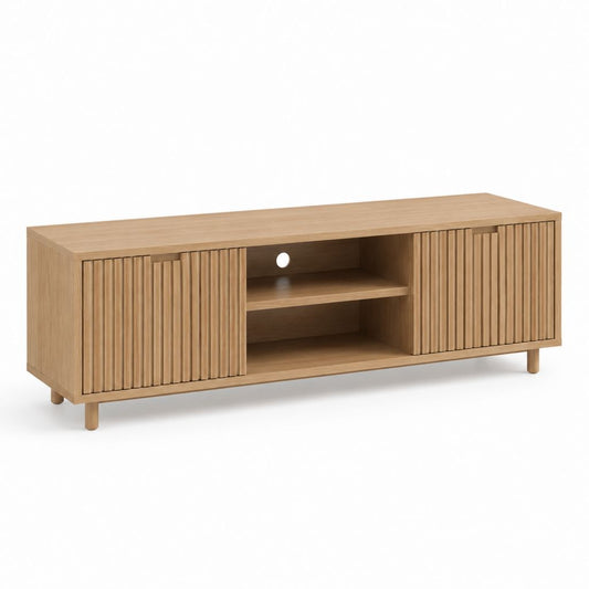 TV Lowboard Eicheoptik MDF mit Eichenfurnier rechteckig 160 x 40 x 60 cm