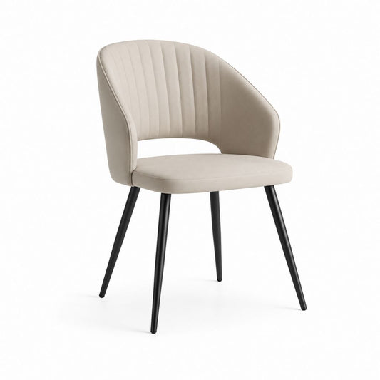 Esszimmerstuhl Beige mit Armlehnen Polyester Samt Stahlgestell 56 x 59 x 82 cm
