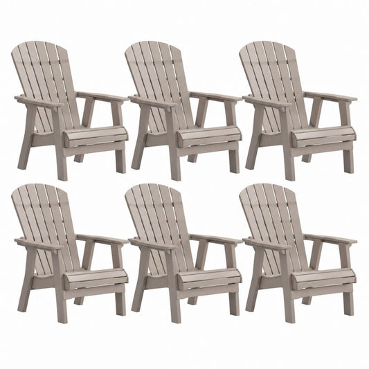 6er Set Adirondack-Gartenstühle Taupe aus HDPE geschwungen 79 x 83 x 94 cm