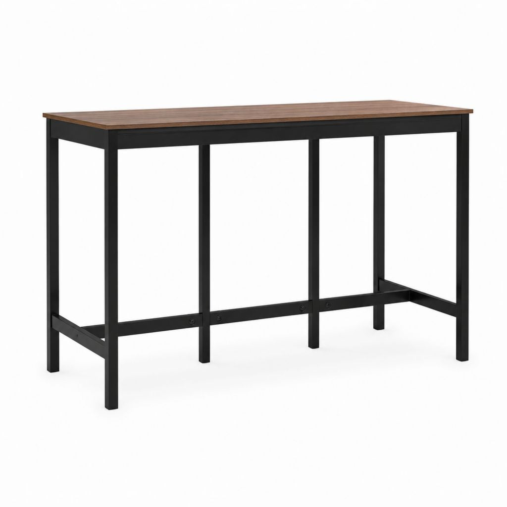 Bartisch Esstisch Walnussbraun Schwarz MDF Stahl rechteckig 120 x 60 x 105 cm