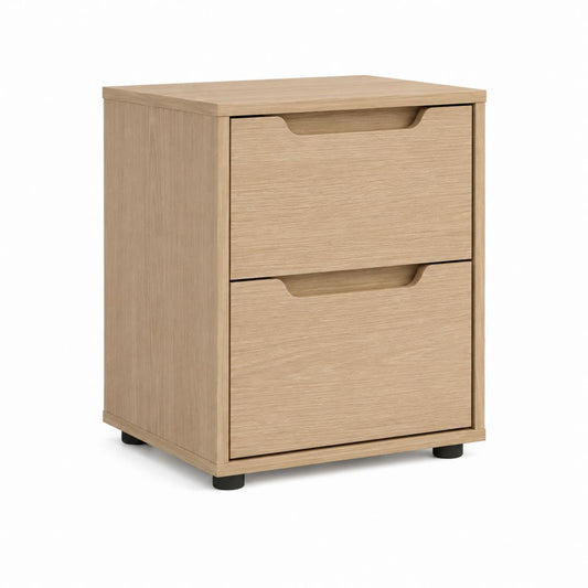 Nachttisch mit 2 Schubladen Eiche hell Spanplatte 40 x 40 x 55 cm