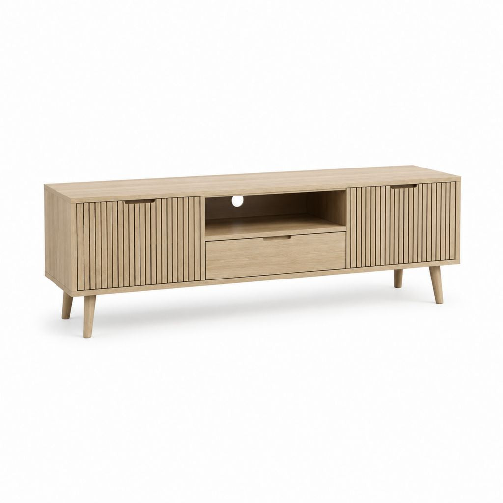 TV Lowboard Natur MDF Eichenholzdekor Rechteckig 160 x 40 x 55 cm