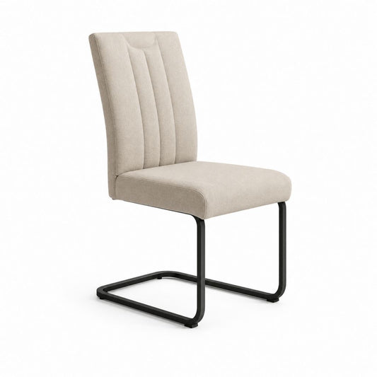Freischwinger Esszimmerstuhl Beige Polyester Stahl 45 x 60 x 98 cm