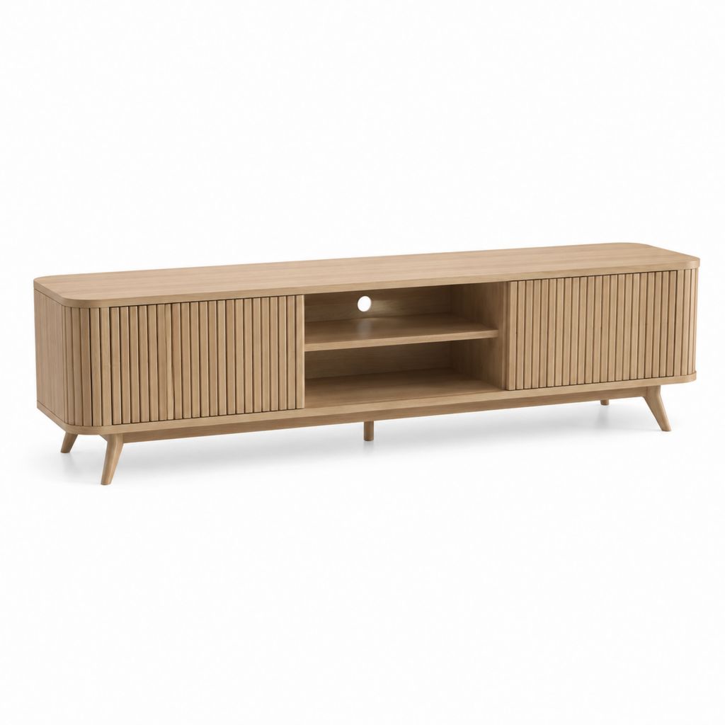 TV-Lowboard mit Schiebetüren Eichenfurnier MDF rechteckig 180 x 40 x 50 cm
